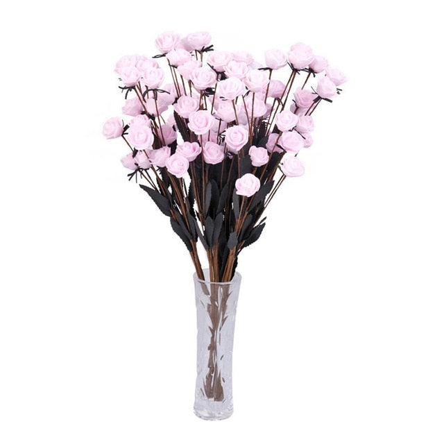 Recientemente espuma PE 15 cabezas / pc Rose flores artificiales para decoración de la boda arreglo floral fiesta decoración del hogar accesorios