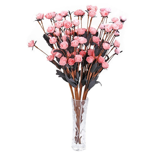Recientemente espuma PE 15 cabezas / pc Rose flores artificiales para decoración de la boda arreglo floral fiesta decoración del hogar accesorios
