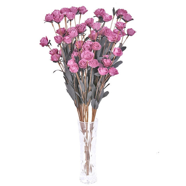 Recientemente espuma PE 15 cabezas / pc Rose flores artificiales para decoración de la boda arreglo floral fiesta decoración del hogar accesorios