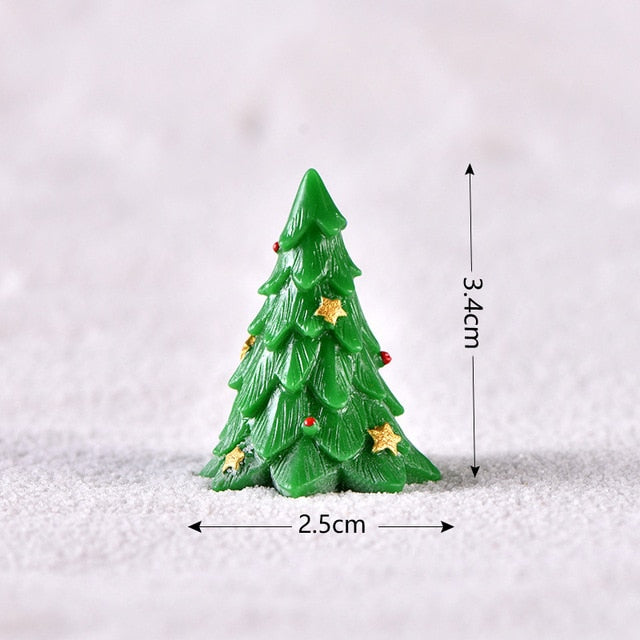 Casa de muñecas Miniatura Árbol de Navidad Muñeco de nieve Caja de regalo Decoración Adorno Trineo Micro Paisaje Escena de nieve Decoración navideña para el hogar
