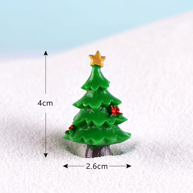 Casa de muñecas Miniatura Árbol de Navidad Muñeco de nieve Caja de regalo Decoración Adorno Trineo Micro Paisaje Escena de nieve Decoración navideña para el hogar