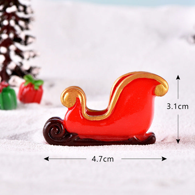 Casa de muñecas Miniatura Árbol de Navidad Muñeco de nieve Caja de regalo Decoración Adorno Trineo Micro Paisaje Escena de nieve Decoración navideña para el hogar