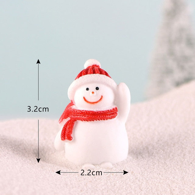 Casa de muñecas Miniatura Árbol de Navidad Muñeco de nieve Caja de regalo Decoración Adorno Trineo Micro Paisaje Escena de nieve Decoración navideña para el hogar