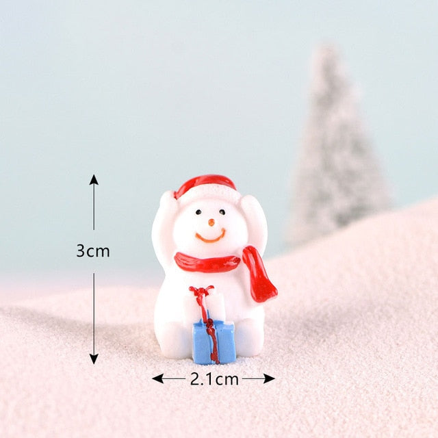 Casa de muñecas Miniatura Árbol de Navidad Muñeco de nieve Caja de regalo Decoración Adorno Trineo Micro Paisaje Escena de nieve Decoración navideña para el hogar