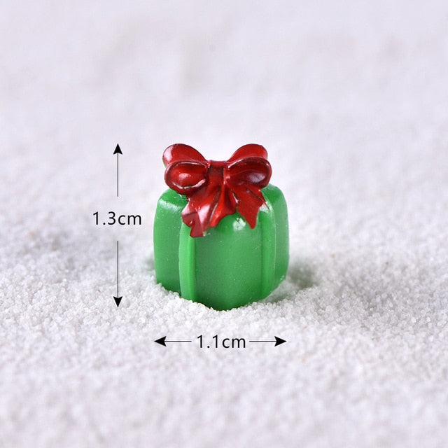 Casa de muñecas Miniatura Árbol de Navidad Muñeco de nieve Caja de regalo Decoración Adorno Trineo Micro Paisaje Escena de nieve Decoración navideña para el hogar