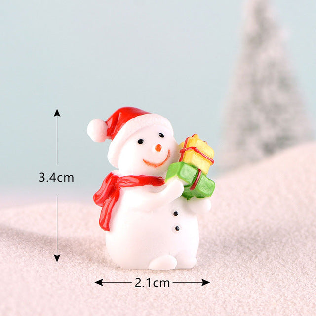 Casa de muñecas Miniatura Árbol de Navidad Muñeco de nieve Caja de regalo Decoración Adorno Trineo Micro Paisaje Escena de nieve Decoración navideña para el hogar