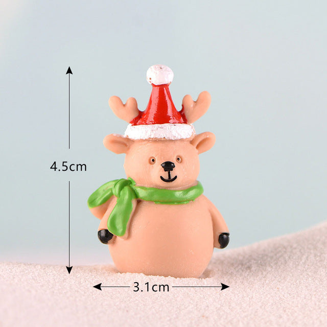 Casa de muñecas Miniatura Árbol de Navidad Muñeco de nieve Caja de regalo Decoración Adorno Trineo Micro Paisaje Escena de nieve Decoración navideña para el hogar