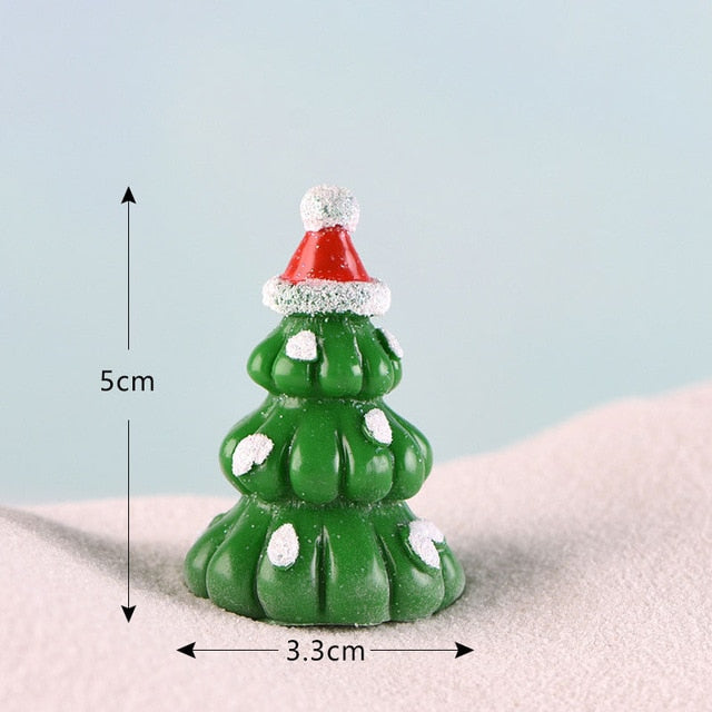 Casa de muñecas Miniatura Árbol de Navidad Muñeco de nieve Caja de regalo Decoración Adorno Trineo Micro Paisaje Escena de nieve Decoración navideña para el hogar