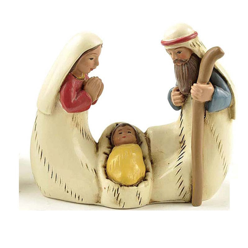 Figuritas de Navidad católicas Jesús Nacimiento Artesanías Decoración de resina Adornos de Cristo Amigos Regalos Decoración del hogar